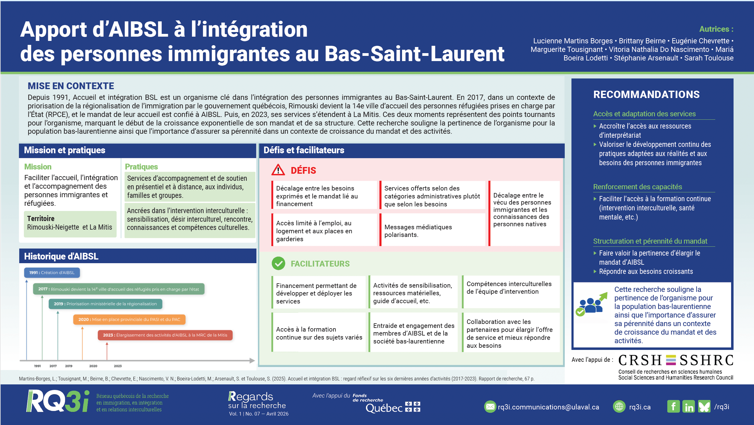 Apport d’AIBSL à l’intégration des personnes immigrantes au Bas-Saint-Laurent